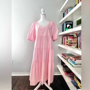 The Tiny Tassel Pink Tiered maxi dress size medium